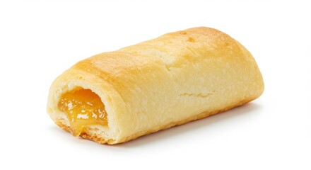 Isolated sweet cheese pastry filled with honey on white background for dessert or pastry photography