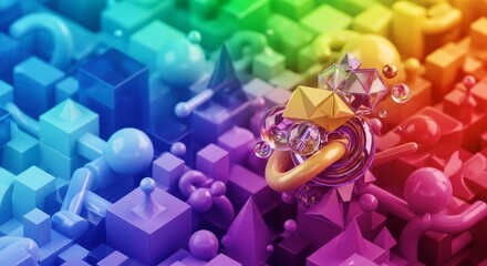 Abstract Geometric Shapes Forming a Colorful Art Piece