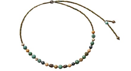 Beaded necklace jewelry on white background