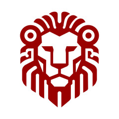 Bold Geometric Red Lion Head Logo Icon