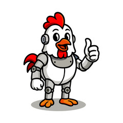 Friendly Robot Chicken Giving Thumbs Up