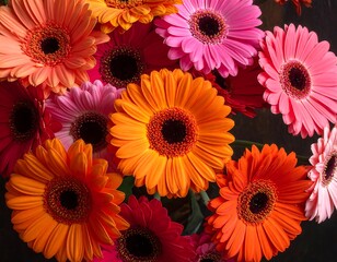 A vibrant bouquet of colorful gerbera daisies close-up