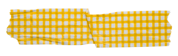 yellow patterned sticker paper tape isolated on transparent background