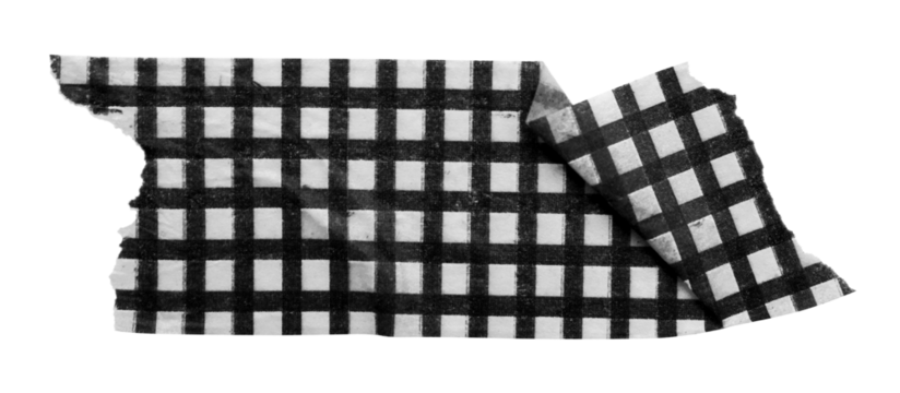 black patterned sticker paper tape isolated on transparent background - Powered by Adobe