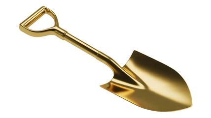 Stunning golden shovel perfect for groundbreaking ceremonies or premium tool promotions, conveys luxury, success, and new beginnings with a touch of elegance