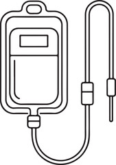 Simple line drawing of an intravenous drip bag and tubing