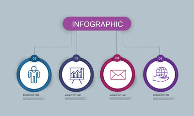 Business circle infographic template with 4 steps for success