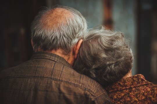 Rear perspective Intimate portrait of joyful senior couple relaxing