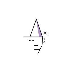 Fototapeta premium Abstract minimalist illustration of person with party hat on white background