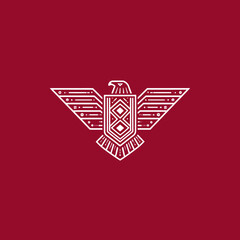 Geometric eagle design on red background suitable for various applications