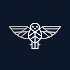Geometric owl logo illustration on dark background for conceptual design