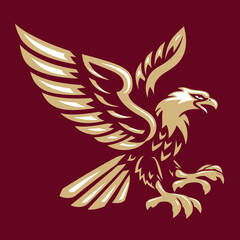 Soaring eagle graphic powerful bird of prey in flight vector illustration