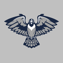 Soaring hawk emblem vector illustration of a bird in flight