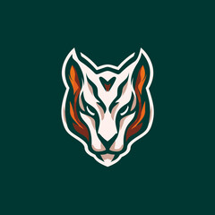 Stylized fox head illustration against a dark green background for diverse use