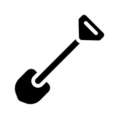 Shovel Glyph Icon representing digging and campsite tools.