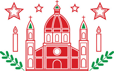 St Stephens Day Italy Illustration Set. Italy Religious Holiday Celebration Artwork. St Stephens Feast Italy Design Collection. Italian Christmas Season Artwork. St Stephens Day Commemoration