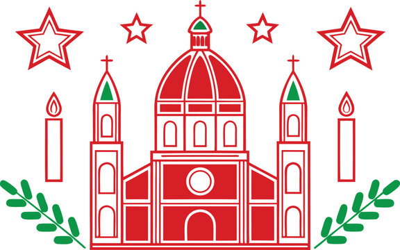 St Stephens Day Italy Illustration Set. Italy Religious Holiday Celebration Artwork. St Stephens Feast Italy Design Collection. Italian Christmas Season Artwork. St Stephens Day Commemoration