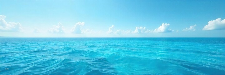 Obraz premium Serene Ocean Horizon Tranquil Blue and Turquoise Waters Meeting a Clear Sky, Peaceful Landscape Perfect for Travel and Nature Themes