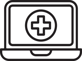 Fototapeta premium Digital health icon on laptop screen representing telemedicine and online medical services