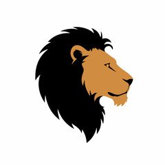 Minimalist Silhouette Lion Head Profile Powerful Wild Animal Illustration