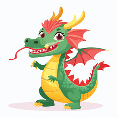 Obraz premium Cute Chinese dragon dance illustration