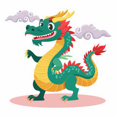 Obraz premium Cute Chinese dragon dance illustration