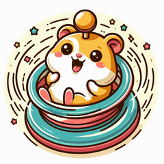 Illustration of a hamster running in a hamster wheel
