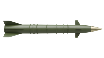 Powerful military missile with sleek design and golden tip, ready for strategic deployment and defense operations