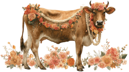 Cartoon vector illustration of a brown bull and white calf with a cow in the zoo on grass field pasture among other farm cattle livestock animals