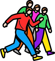 dynamic groups energetic stride colorful journey forward, united in motion