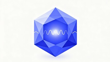 Quantum Computing Icon | Sleek Low-Poly Vector Art of Qubit & Advanced Physics on White Background