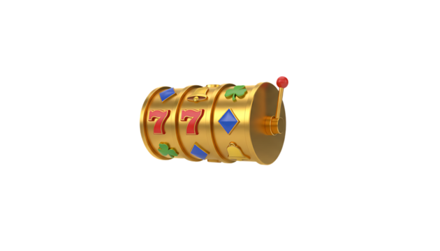 gold 3d casino slots reel white background isolated on white background