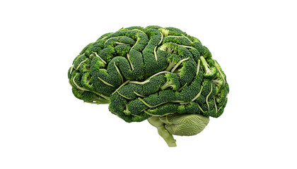 Obraz premium human brain cortex made from broccoli vegetable white background isolated on white background