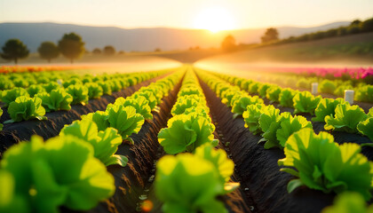 Aerial Drone Footage of Natural Ecological Winter Vegetable Field Carrot and Farming Landscape, Sustainable Agriculture, 4K, Vegetable Field. broccoli field