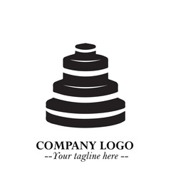 Delicious Cake Icon Symbol in Black on White Background with Sweet Minimalist Modern Design