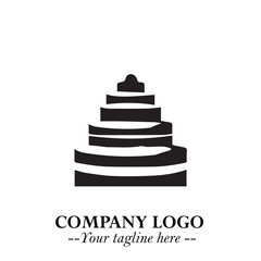 Delicious Cake Icon Symbol in Black on White Background with Sweet Minimalist Modern Design