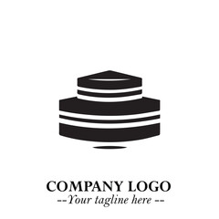 Delicious Cake Icon Symbol in Black on White Background with Sweet Minimalist Modern Design