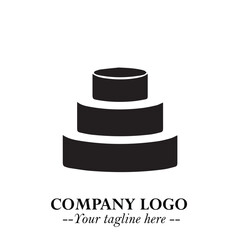 Delicious Cake Icon Symbol in Black on White Background with Sweet Minimalist Modern Design