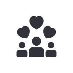 Community Love Icon With People And Hearts Shape Symbol