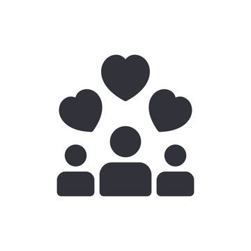 Community Love Icon With People And Hearts Shape Symbol