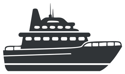 Obraz premium Modern Motor Yacht Silhouette Nautical Travel Transportation Marine Vessel Icon