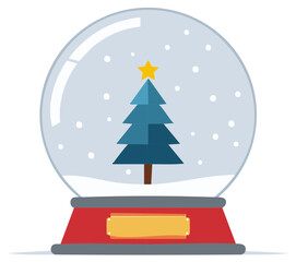 Christmas Snow Globe with a Tree and Star Decoration Sparkling Winter Holiday Celebration