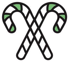 Stylized Christmas Candy Canes Icon Graphic Design