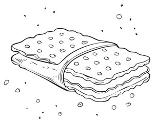 Delicious layered cracker sandwich sketch with small crumbs