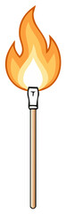 Vibrant Cartoon Torch with Fiery Orange and Yellow Flame Graphic Element