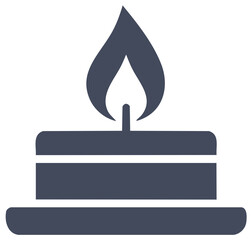 Stylized Candle with Burning Flame Isolated Symbol in Dark Blue