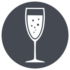 Champagne Flute Icon in a Dark Circle for Celebration Design