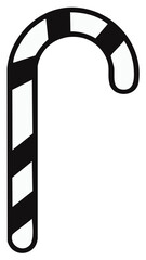 Classic Christmas Candy Cane with Black and White Stripes for Festive Season Decorations