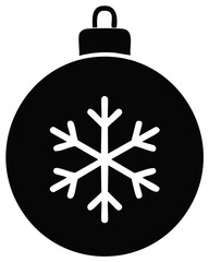 Black Christmas Ornament with White Snowflake Silhouette