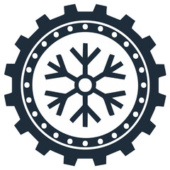 Gear Wheel with Snowflake - Cooling Concept Graphic Design Element